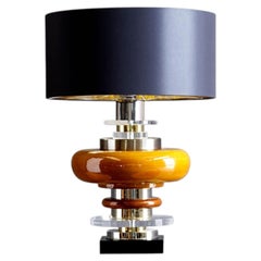 Lampe de table polychrome du designer Sigma L2, laiton et majolique, moderne