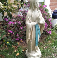 Polychrome terracotta statue of the Virgin Our Lady of Lourdes
