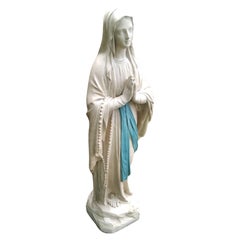 statue de la Vierge Notre-Dame de Lourdes en terre cuite polychrome