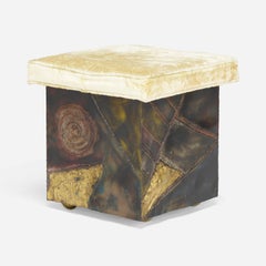 Polychrome Welded and Patinated Steel Stool by Paul Evans