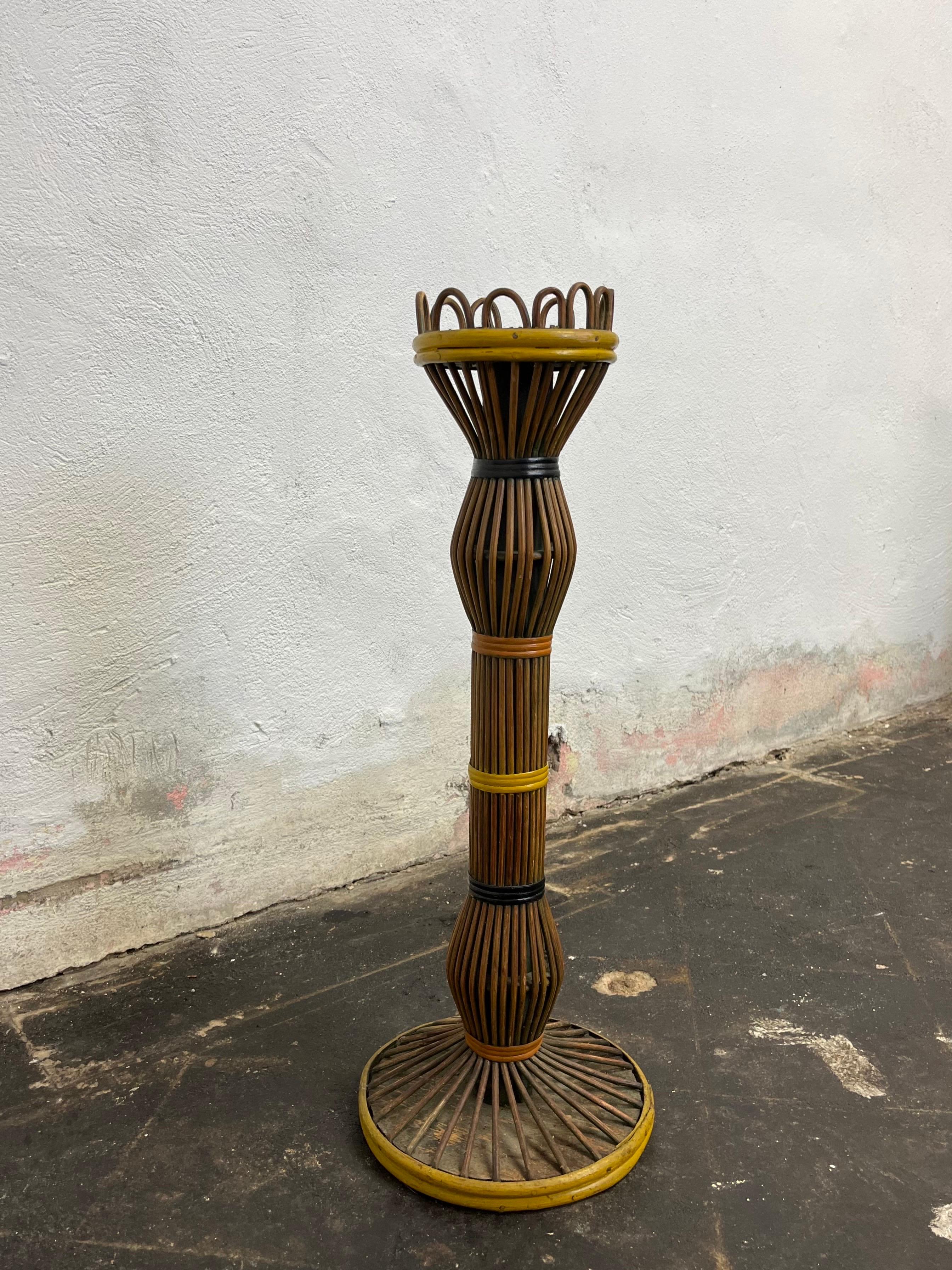 Art déco Stand à boissons en osier polychrome et rotin 1920 en vente
