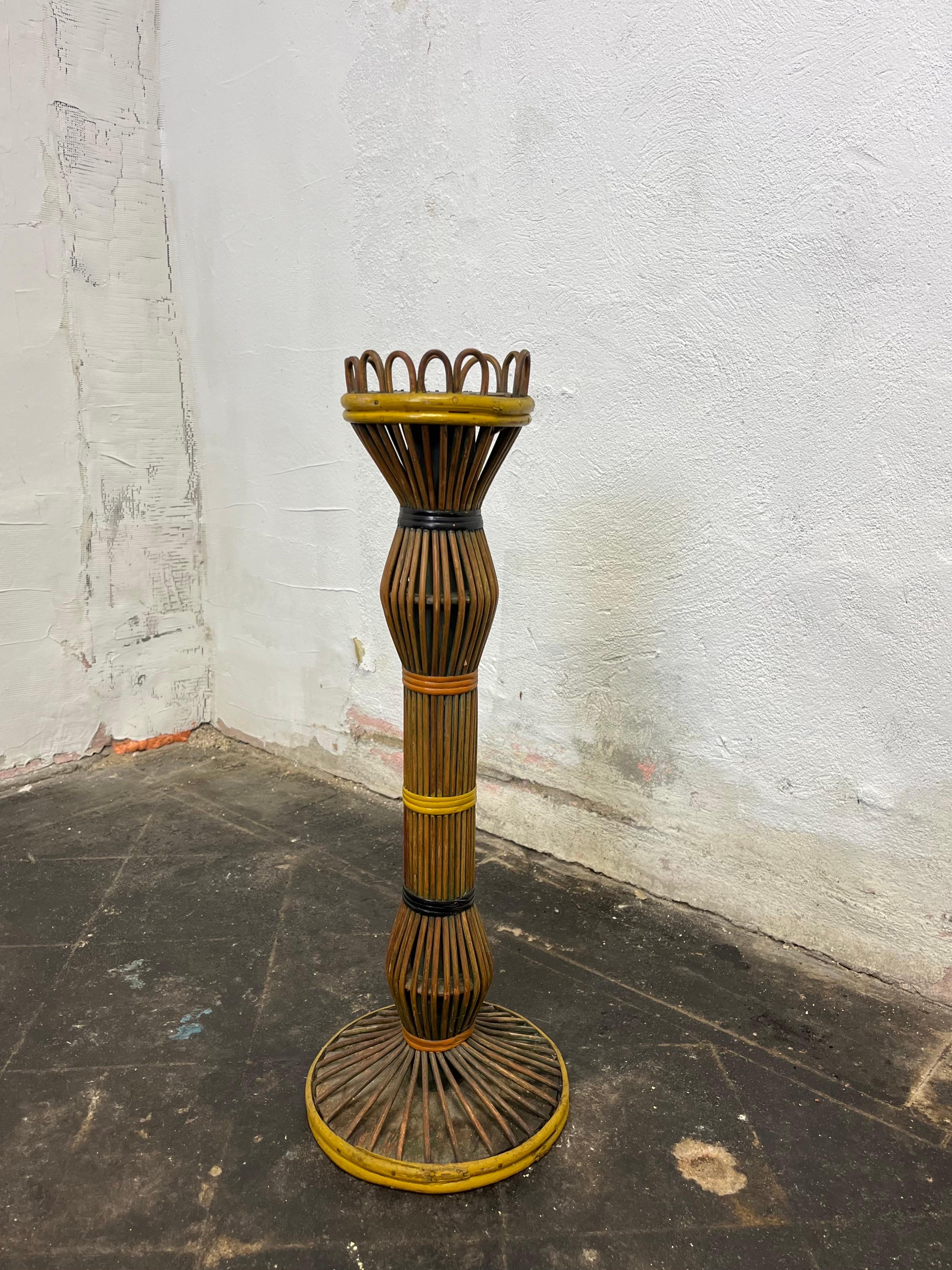 Inconnu Stand à boissons en osier polychrome et rotin 1920 en vente