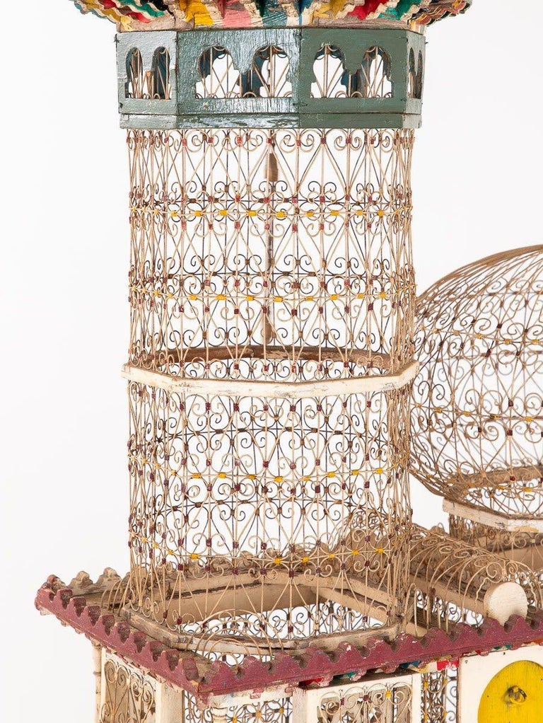 Polychrome Wire Birdcage, French 20th-Century For Sale 1