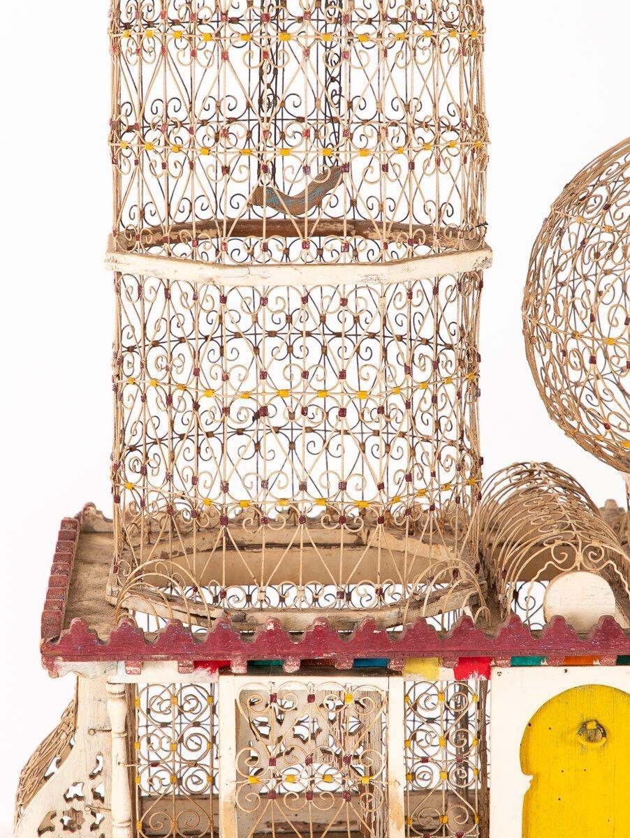 Polychrome Wire Birdcage, French 20th-Century For Sale 2