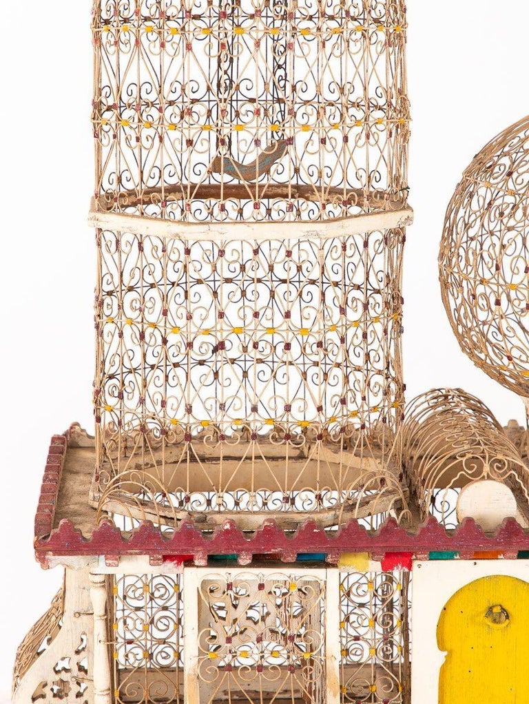 Polychrome Wire Birdcage, French 20th-Century For Sale 2