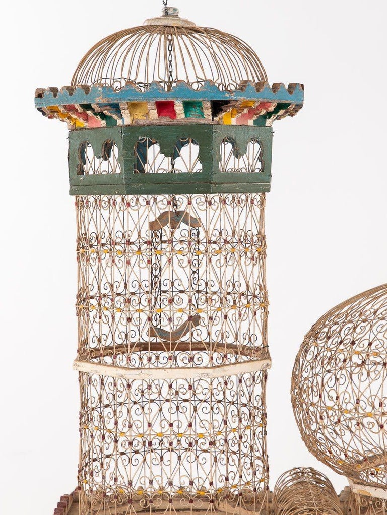 Polychrome Wire Birdcage, French 20th-Century For Sale 3
