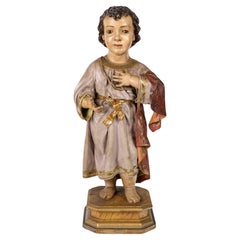 Polychrome Wood Sculpture and Papier-Mâché Costume Representing the Infant Jesus
