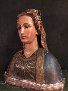 Polychrome Wooden Bust of a Roman Patrician