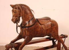 Polychrome Wooden Rocking Horse - 19th Century