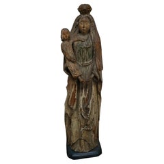 Polychrome wooden sculpture of the Virgin Mary with Child, Flanders early 17th c