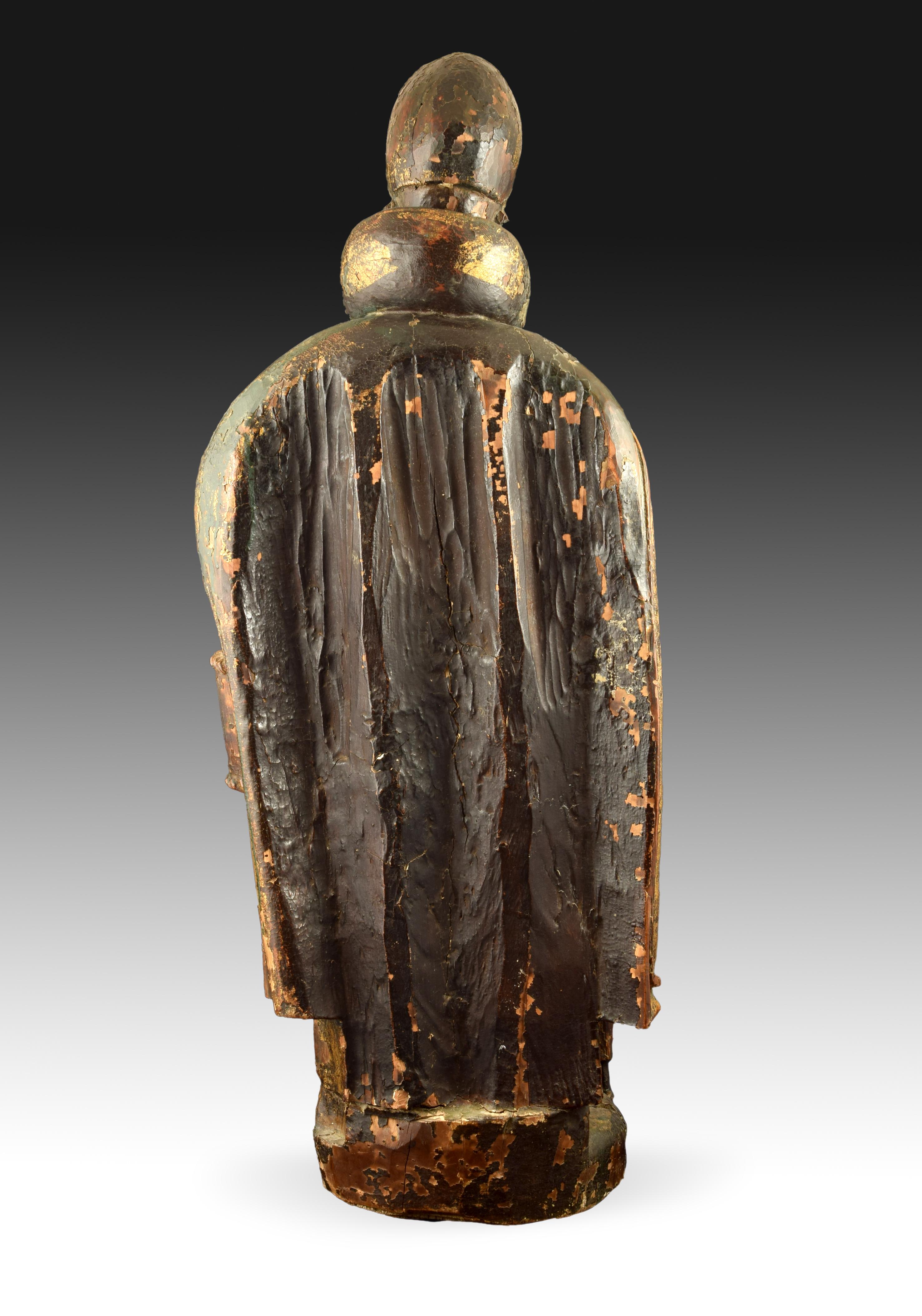 Renaissance Polychrome Wooden Sculpture Possibly Saint Fiacre, 16th Century