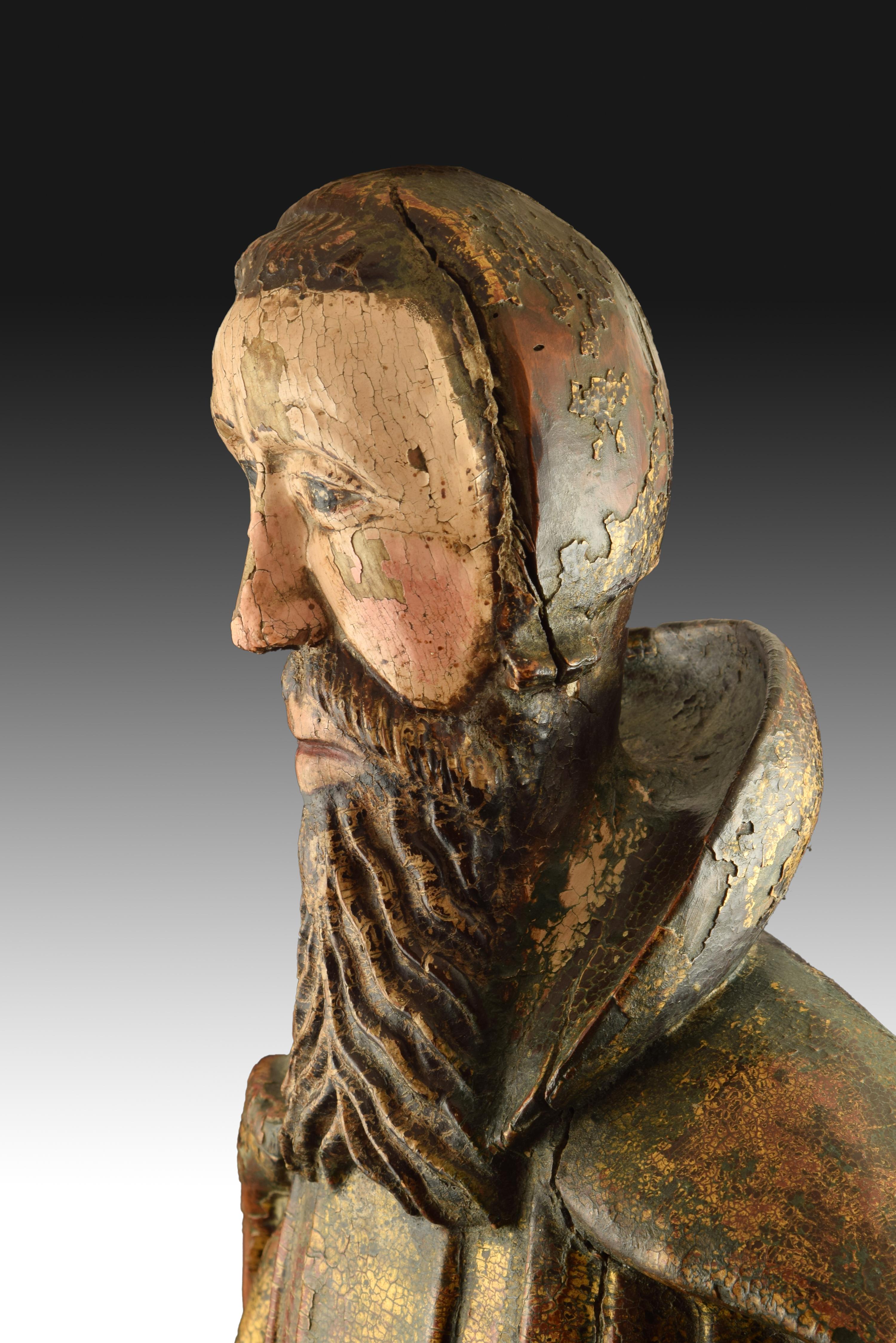 Spanish Polychrome Wooden Sculpture Possibly Saint Fiacre, 16th Century