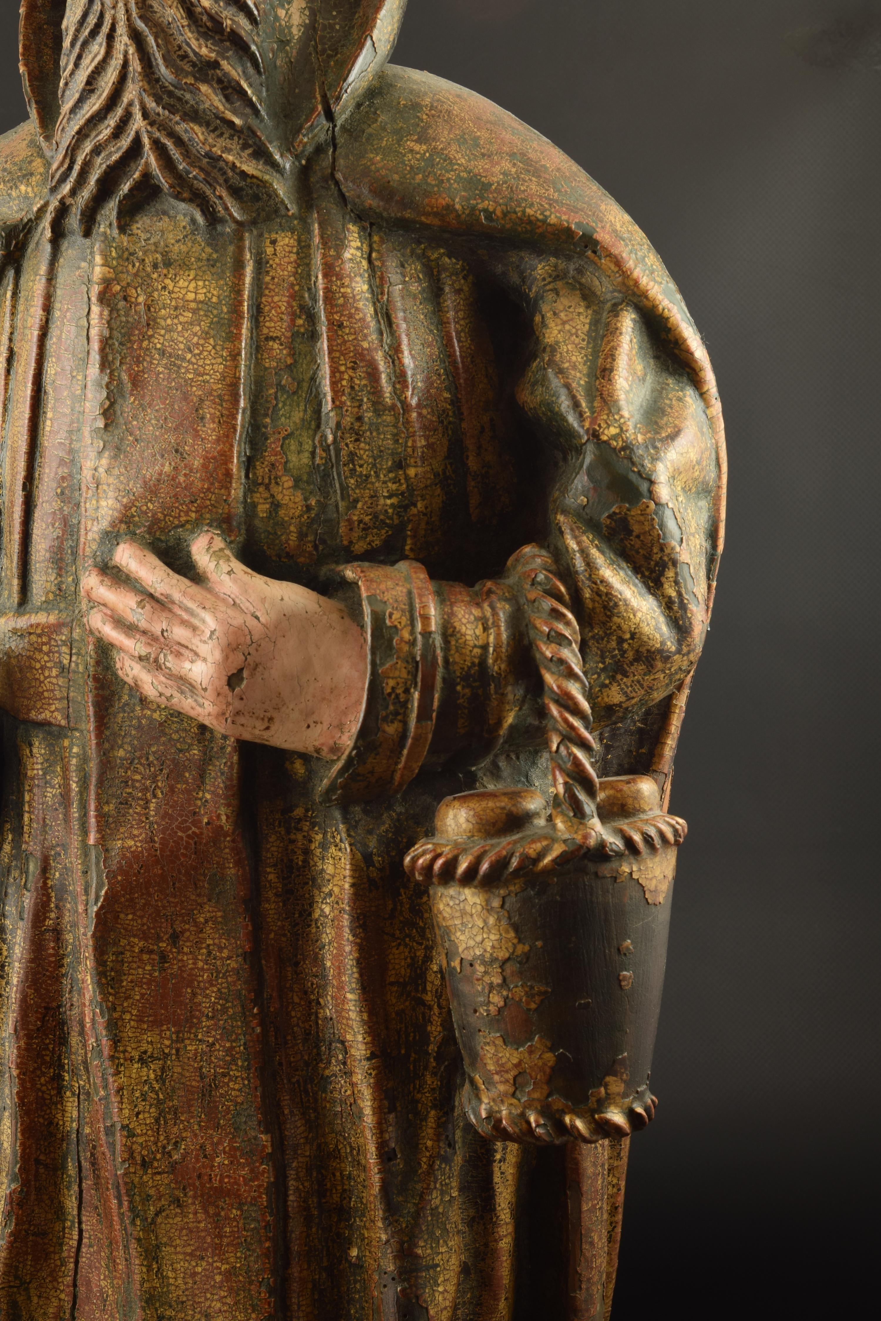 Other Polychrome Wooden Sculpture Possibly Saint Fiacre, 16th Century