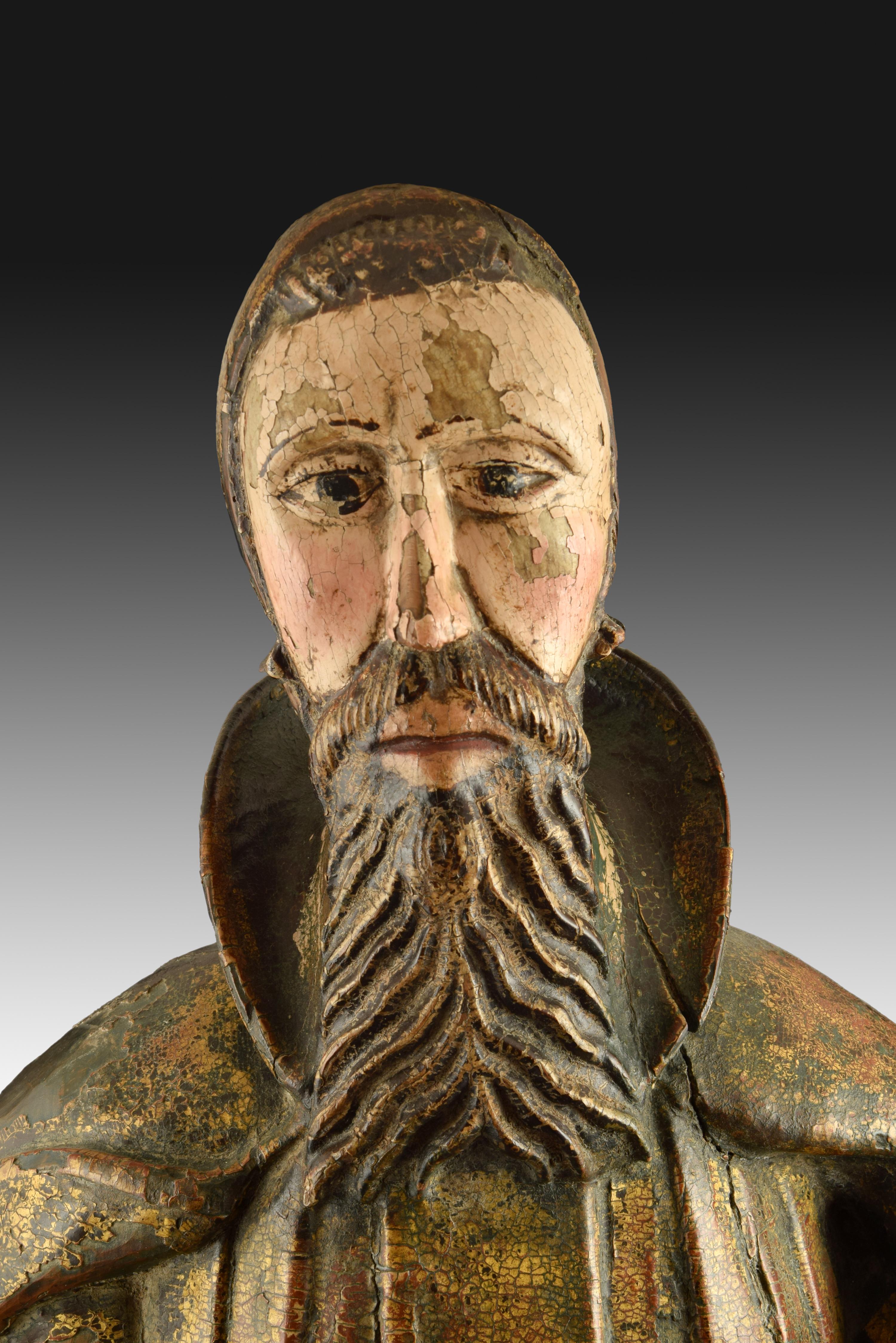 Polychrome Wooden Sculpture Possibly Saint Fiacre, 16th Century 1