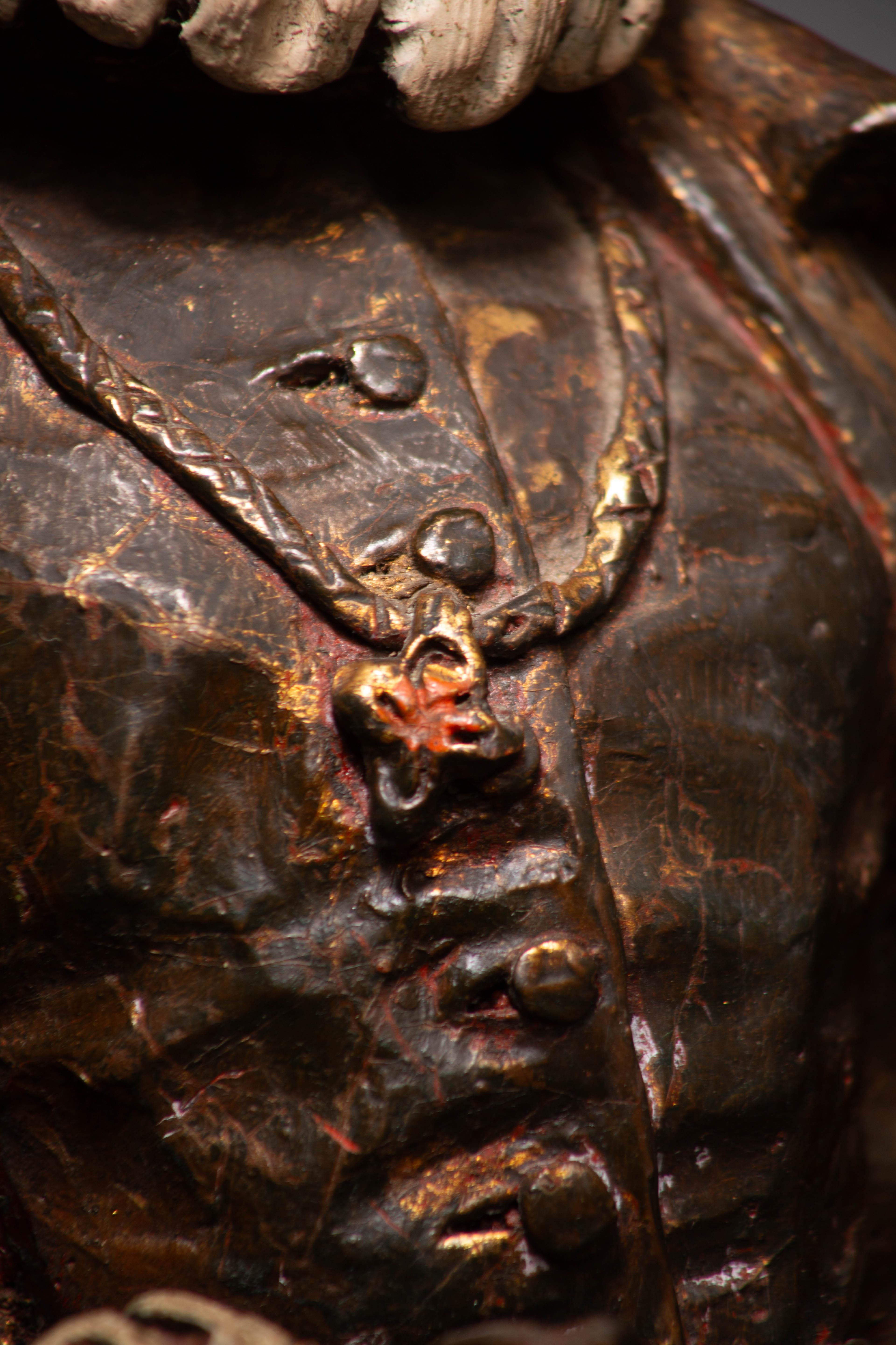 Statua in legno policromo, Nobile di corte del Rinascimento francese, XIX secolo in vendita 2