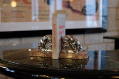 Polychromed Art Deco Bookends with Drinking Panthers on Red Marble, France 1930s