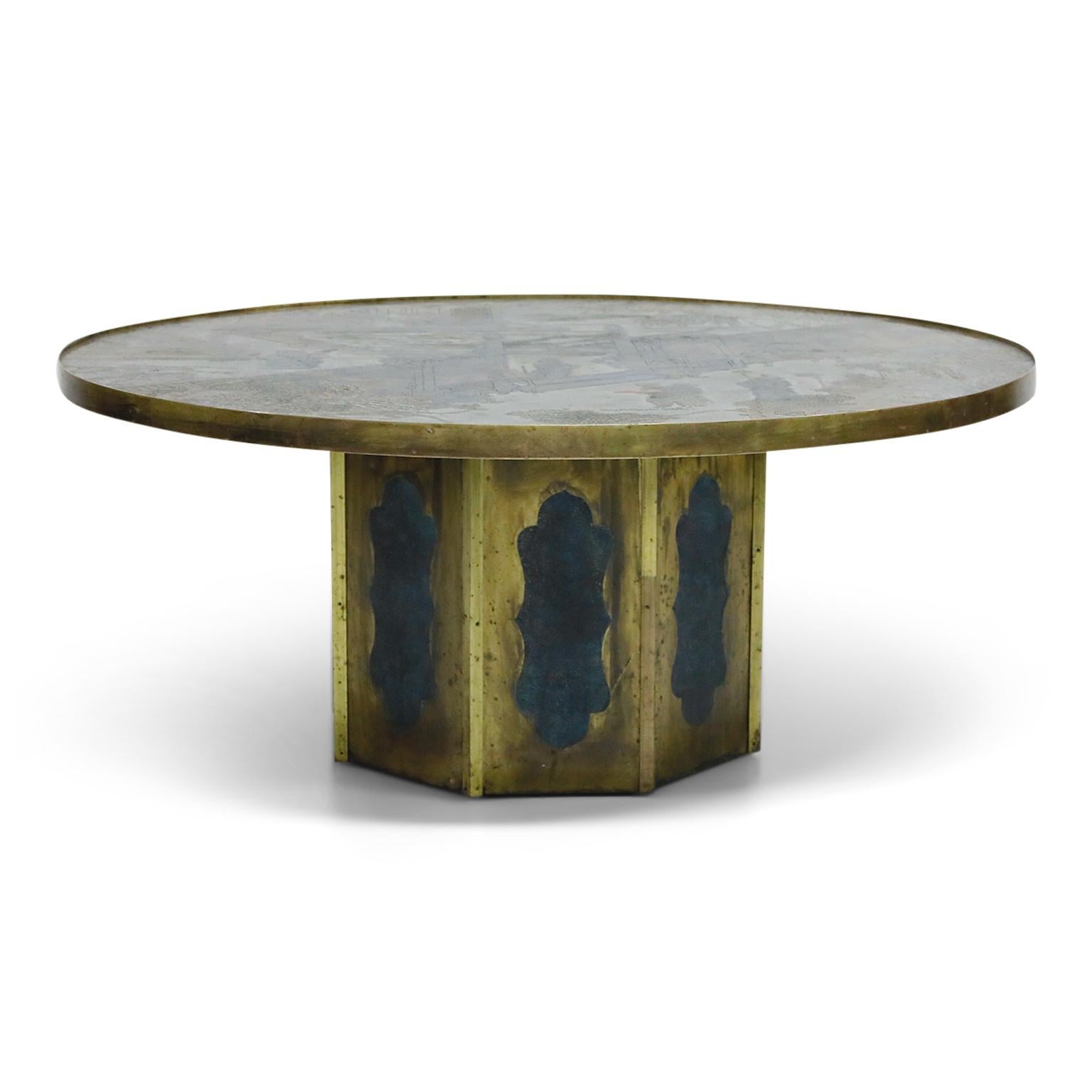 Mid-Century Modern Polychromed Bronze 'Chan' Cocktail Table by Philip & Kelvin LaVerne, Signed