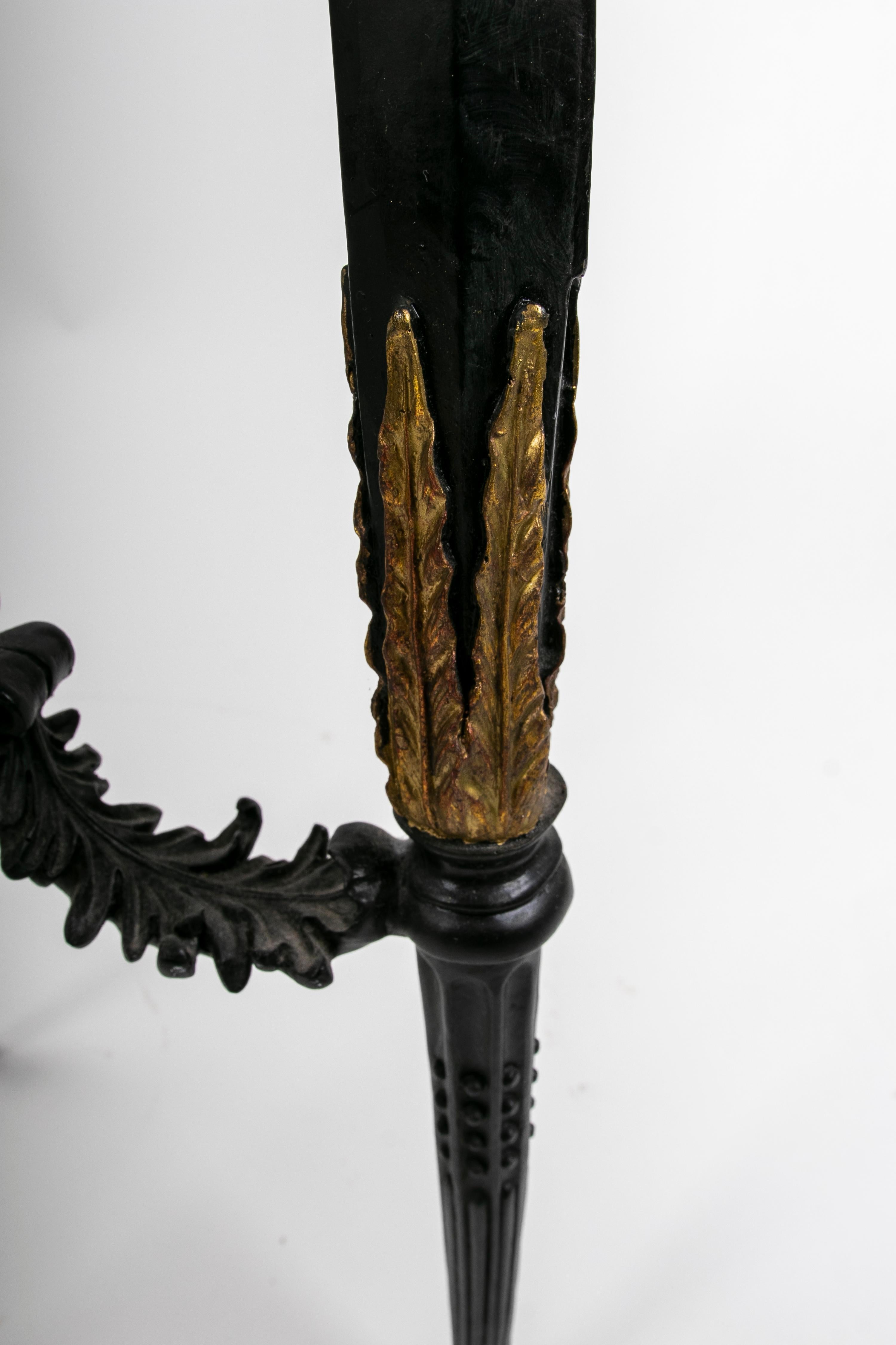 Polychromed Bronze Side Table with Winged Women on the Legs For Sale 5