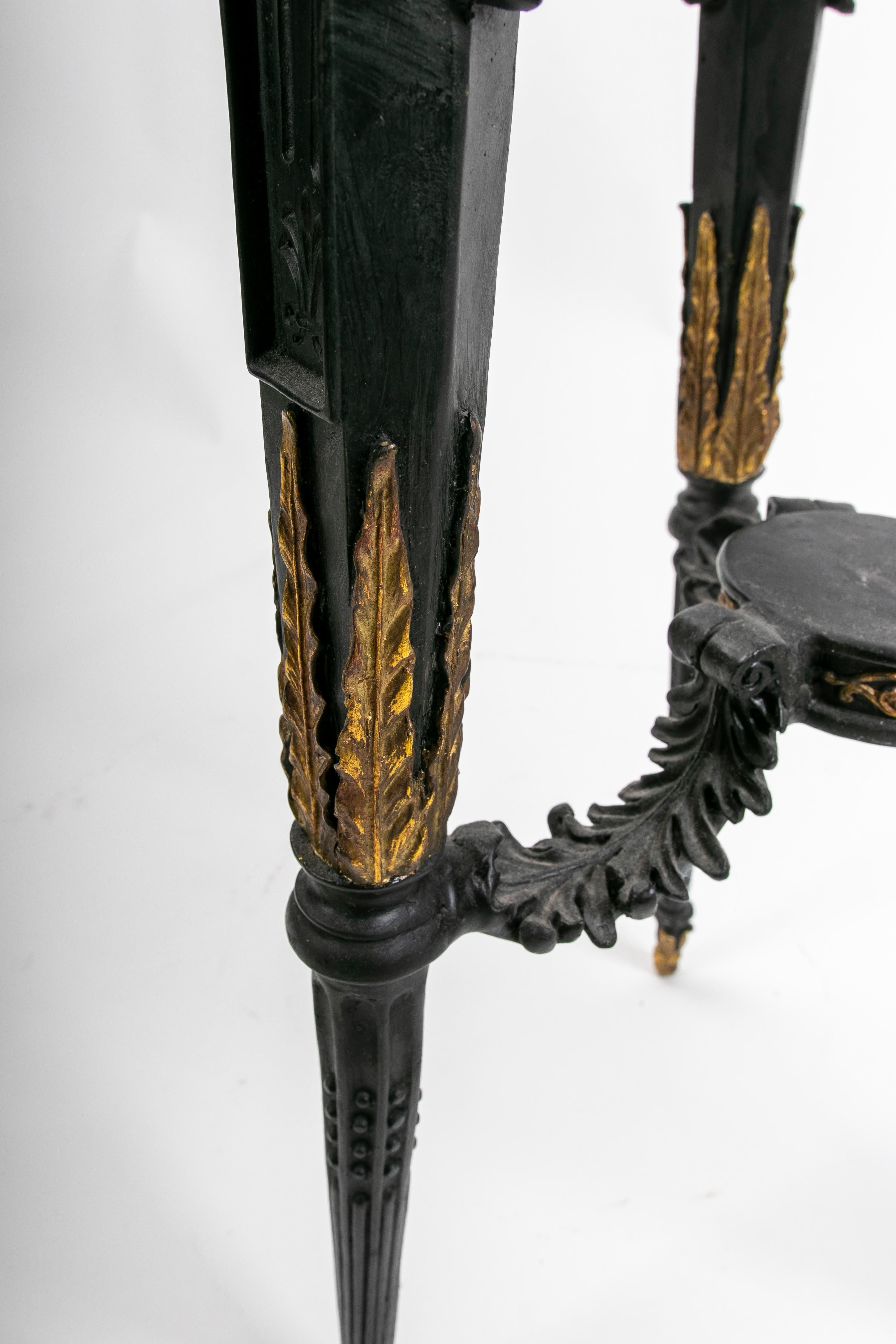 Polychromed Bronze Side Table with Winged Women on the Legs For Sale 6