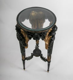 Polychromed Bronze Side Table with Winged Women on the Legs