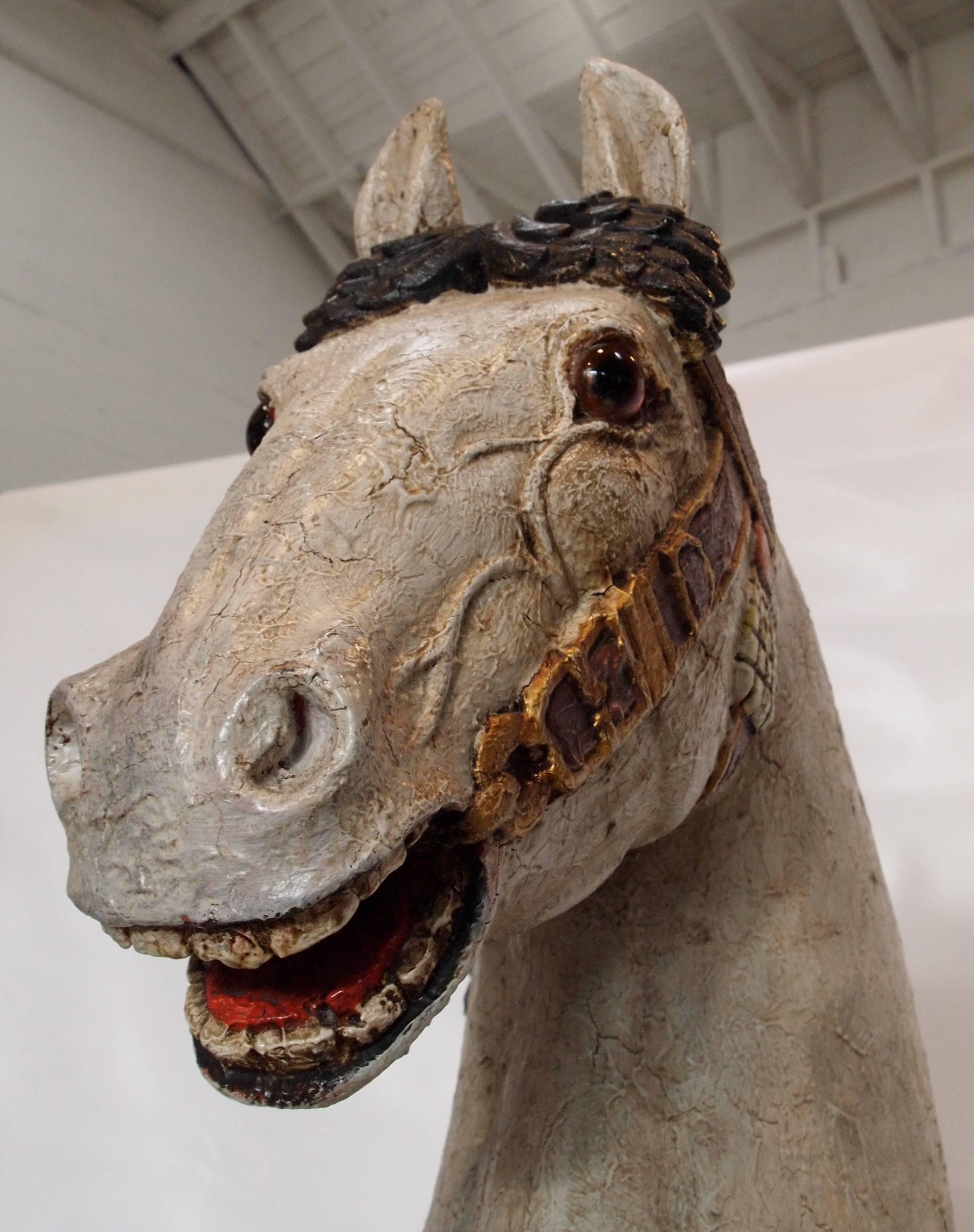French Polychromed Carved Wood Carousel Horse 'Apache'