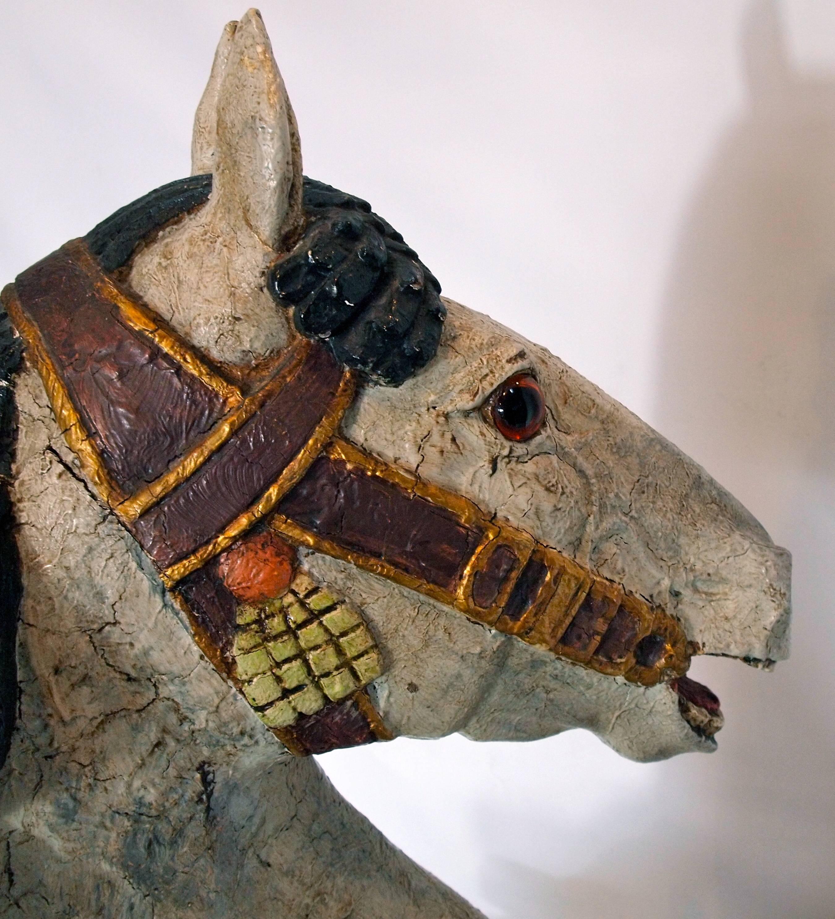 Polychromed Carved Wood Carousel Horse 'Apache' 3