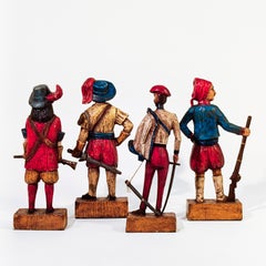 Polychromed carvings representing soldiers of the recent history, Spain, 1940s