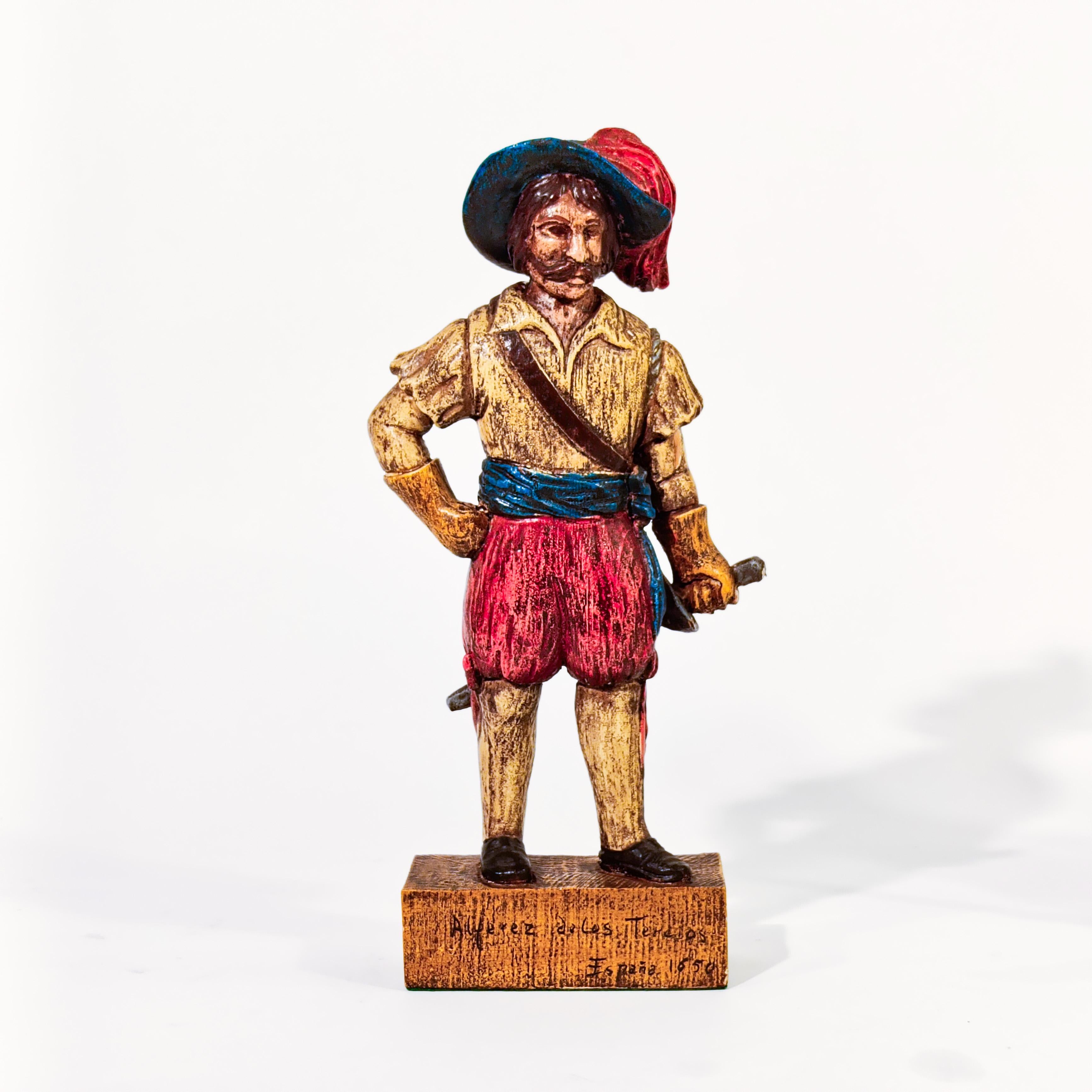 Intagliato a mano Sculture policrome raffiguranti soldati della storia recente, Spagna, anni '40 in vendita