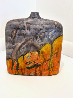 Polychromed glazed ceramic "pillow" vase by Marcello Fantoni