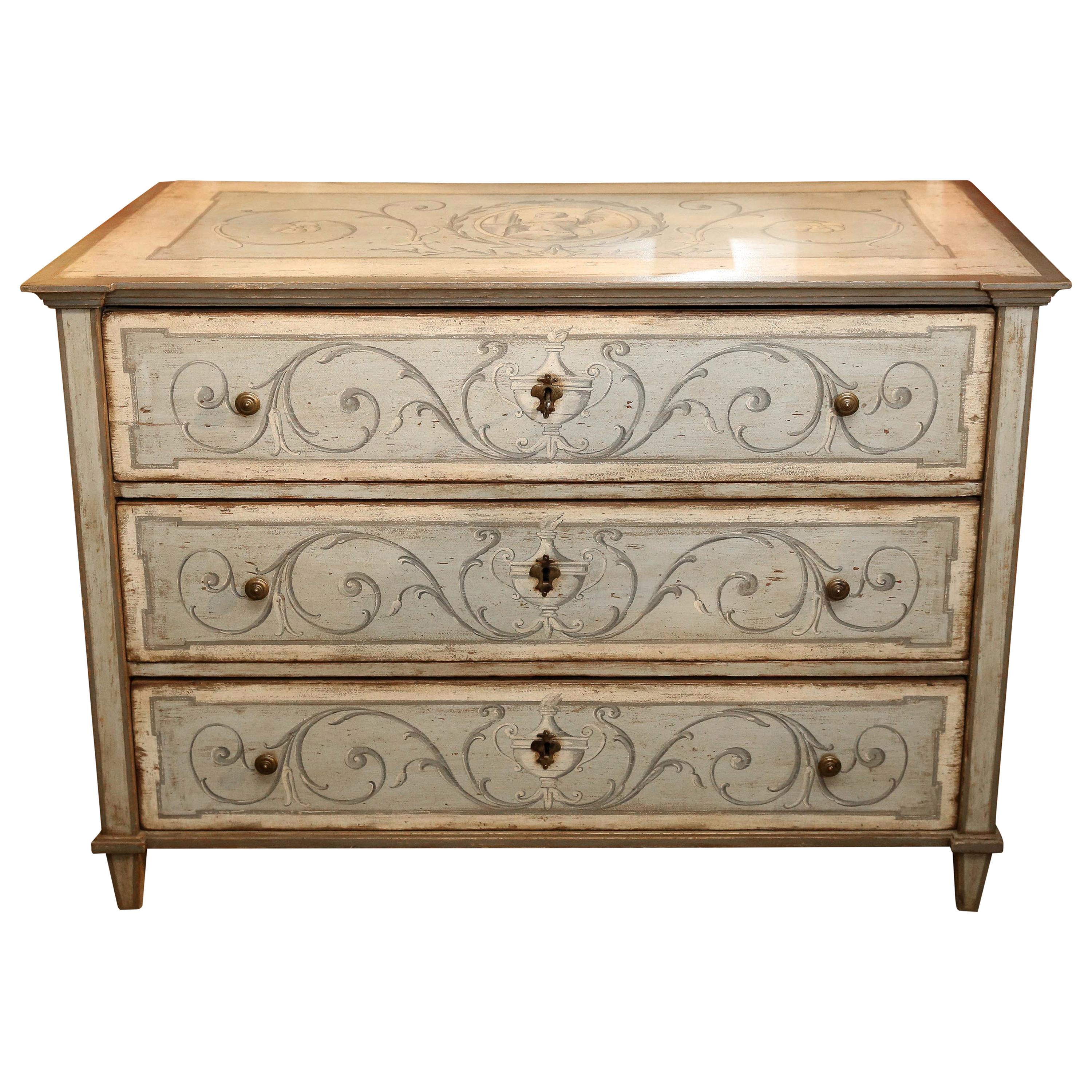 Polychromed Italian Neoclassical-Style Chest, 19th Century For Sale