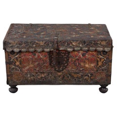 Polychromed Spanish Colonial Leather Trunk