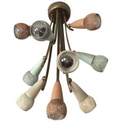 Polychromed Sputnik Chandelier with Ten Arms, 1950s