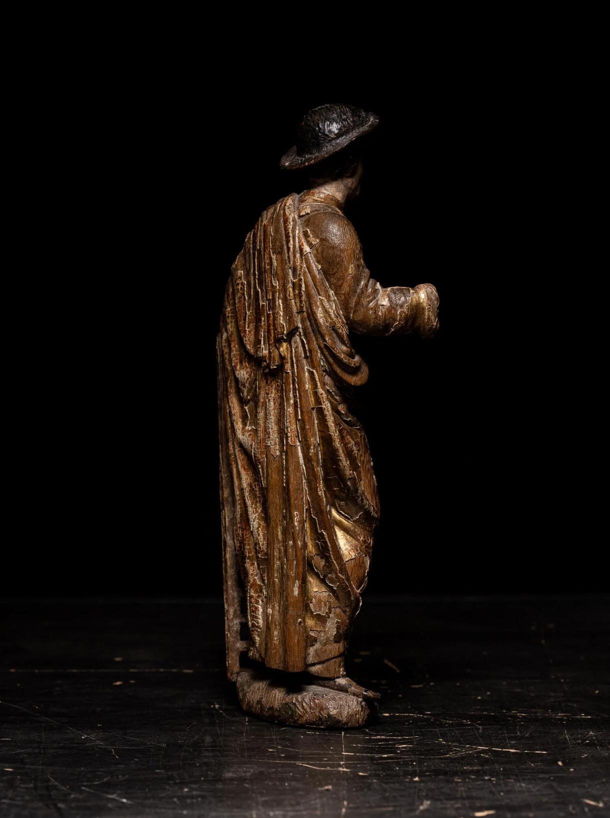 Hand-Crafted Polychromed Statue representing Sint Alexis of Edessa. Flemish school, Belgium For Sale