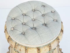 Polychromed Venetian Stool Carved as a Tassel with Round Seat