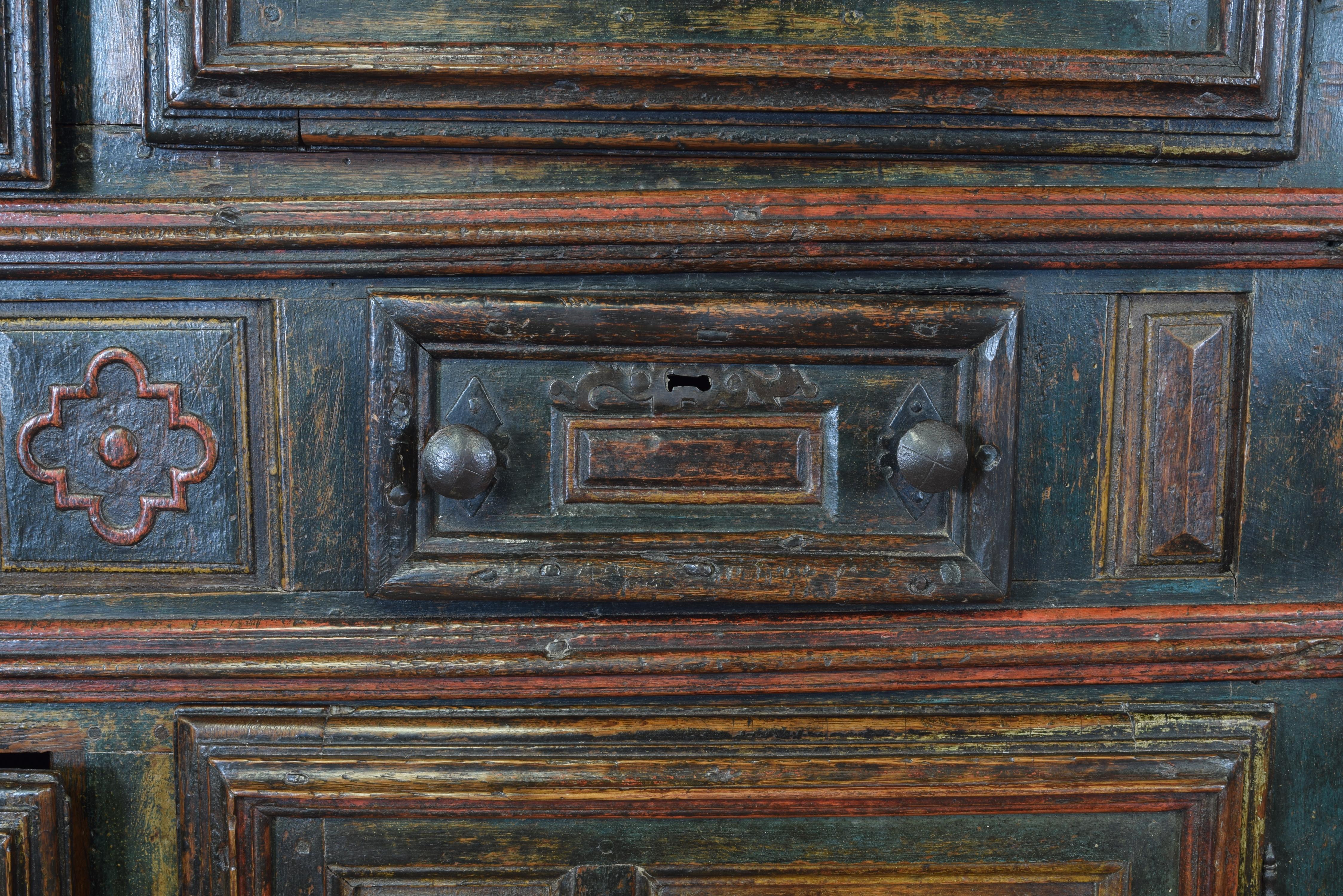Polychromed Wood and Iron Cupboard. Spain, 1773. Dated 8