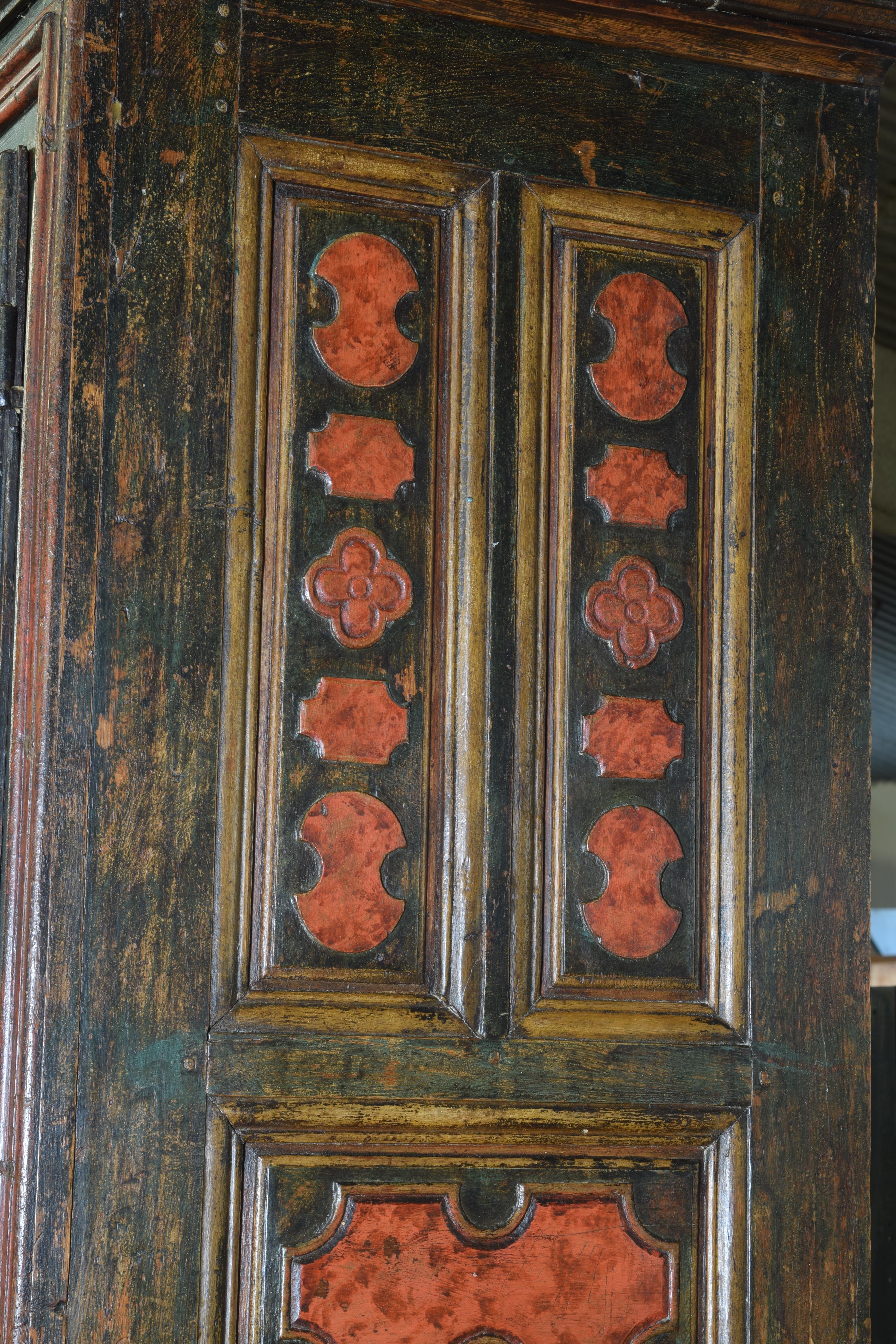 Polychromed Wood and Iron Cupboard. Spain, 1773. Dated 2