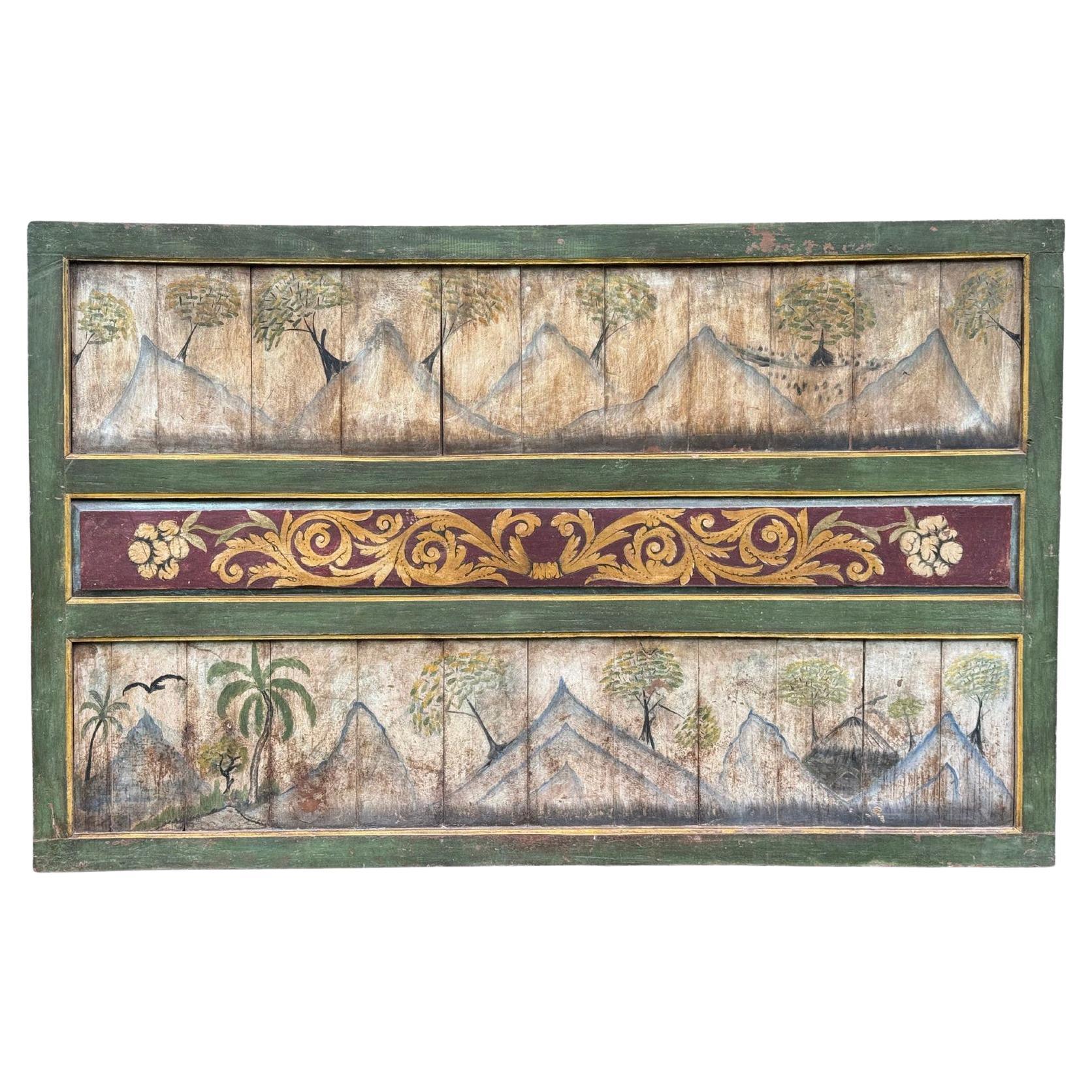 Polychromed Wood Panel from Madura Island, Java, Indonesia, c. 1900 in vendita