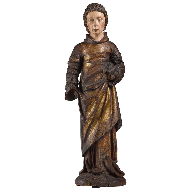 Polychromed Wooden Sculpture of Saint Lawrence, circa 1500 For Sale at ...
