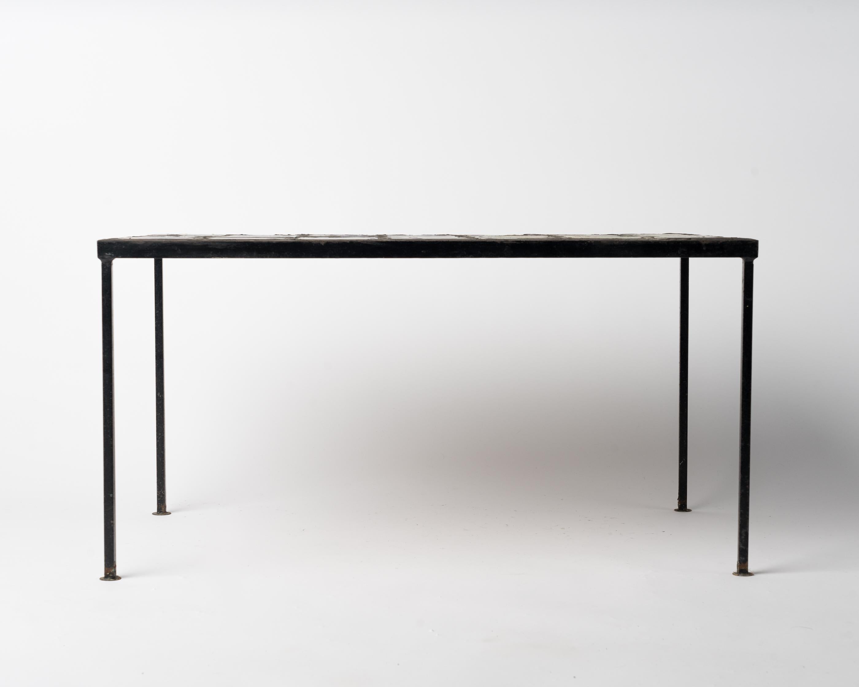 French Polychromy Ceramic Tiles Coffee Table in the Style of Cloutier, France, 1960's
