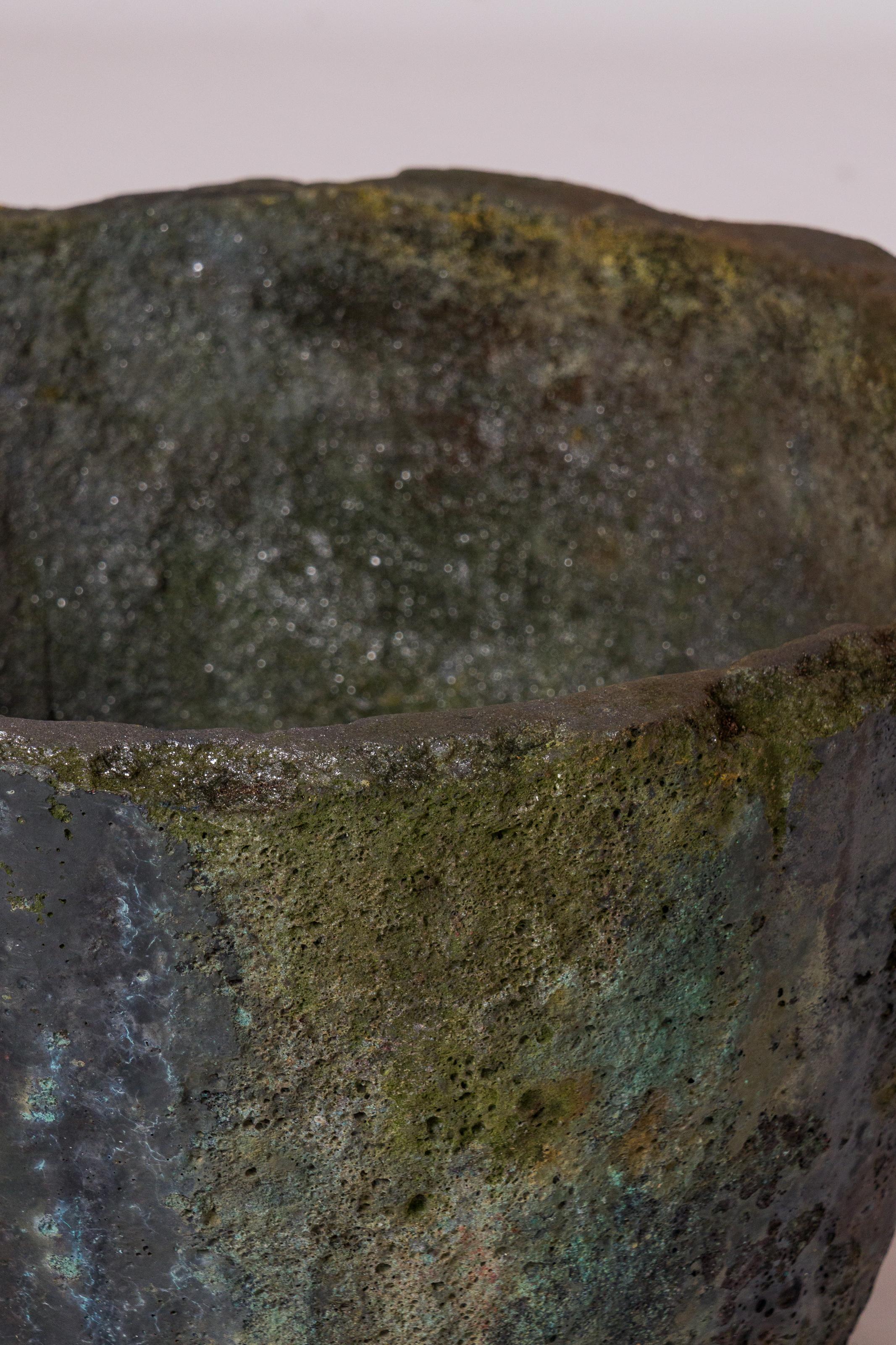 Polychromy Lava Stone Crucible for Outdoor 