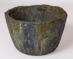 Polychromy Lava Stone Crucible for Outdoor "Jardiniere" Use - France 1950's