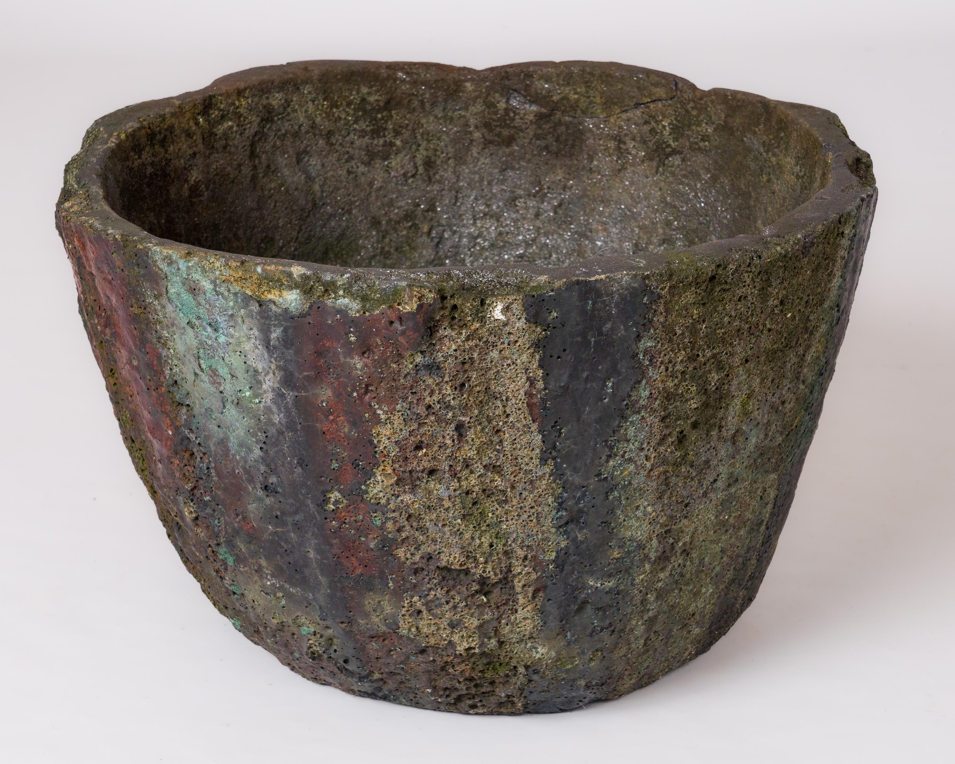Polychromy Lava Stone Crucible for Outdoor 