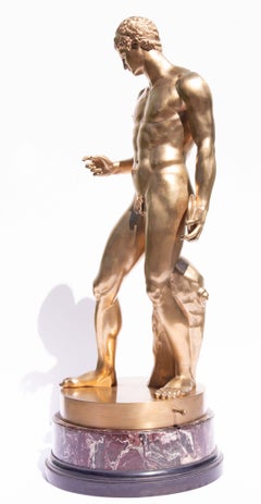 Classical Nude Male Bronze Sculpture Discus Bearer after Polyclitus Grand Tour