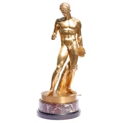 Classical Nude Male Bronze Sculpture Discus Bearer after Polyclitus Grand Tour