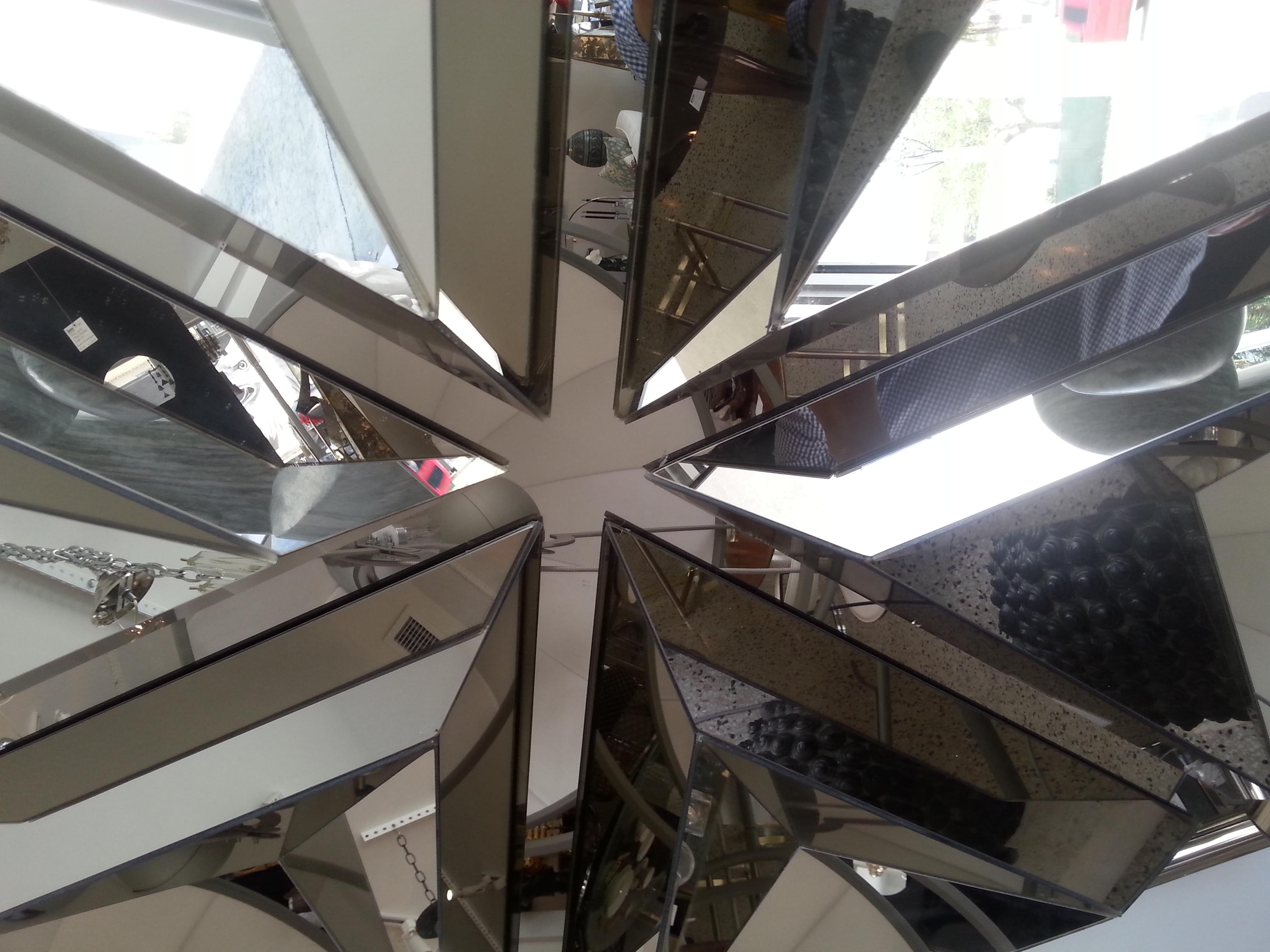 Polygon Form Wall Mirror with Bronze Coloration 11