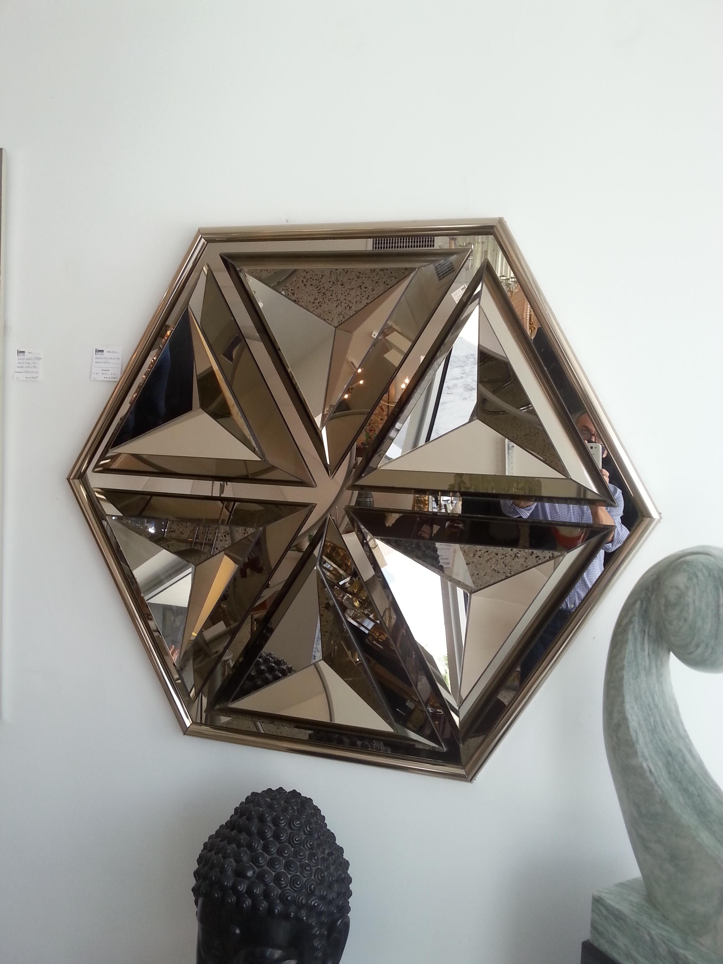 Polygon Form Wall Mirror with Bronze Coloration 12