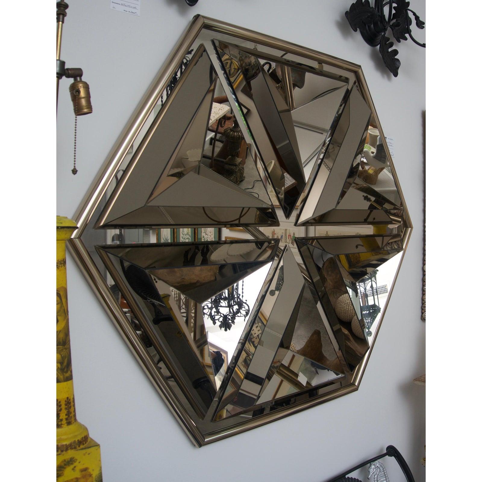Mid-Century Modern Polygon Form Wall Mirror with Bronze Coloration