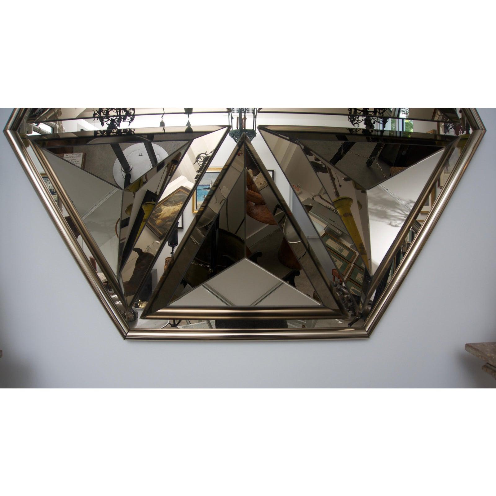 American Polygon Form Wall Mirror with Bronze Coloration