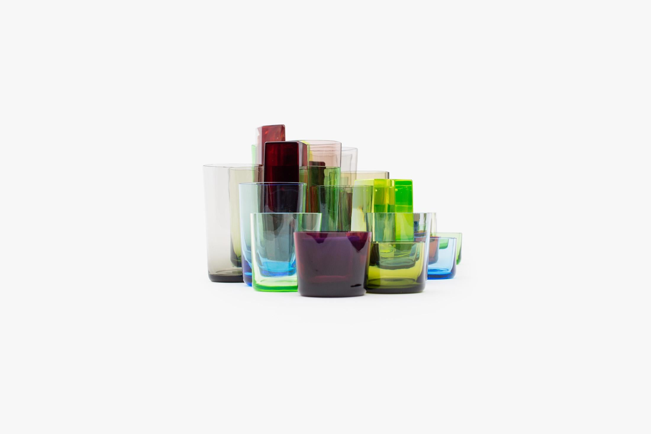 Czech Polygon Glassware by Omer Arbel for OAO Works, Geometric Blown Glass Sculpture  For Sale