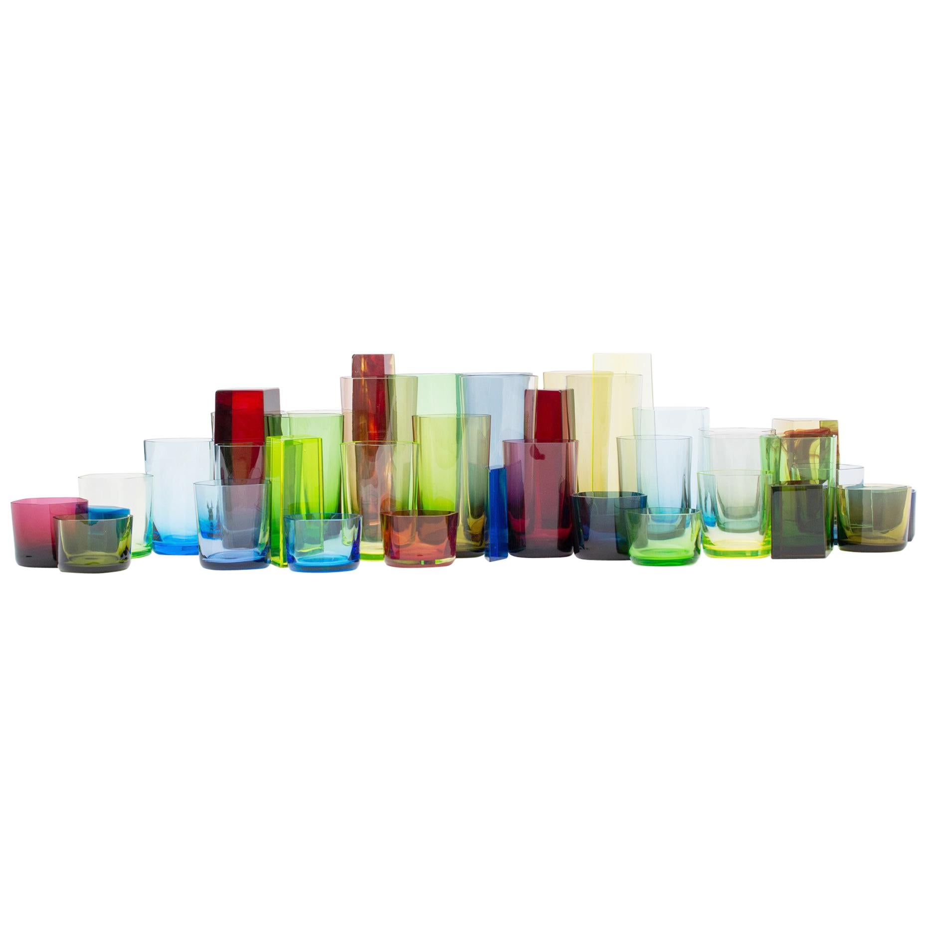Polygon Glassware by Omer Arbel for OAO Works, Geometric Blown Glass Sculpture  For Sale